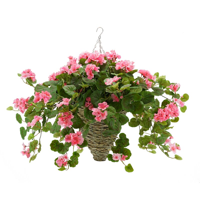 Rosalind Wheeler Artificial Geranium Hanging Basket And Reviews Wayfair